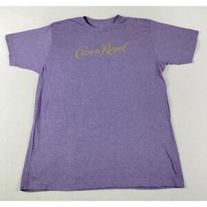 Crown Royal Shirt Mens Large Purple Script Logo Graphic Tee Tagless Tri Blend